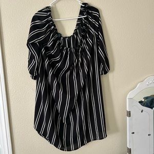 Black and white striped blouse
